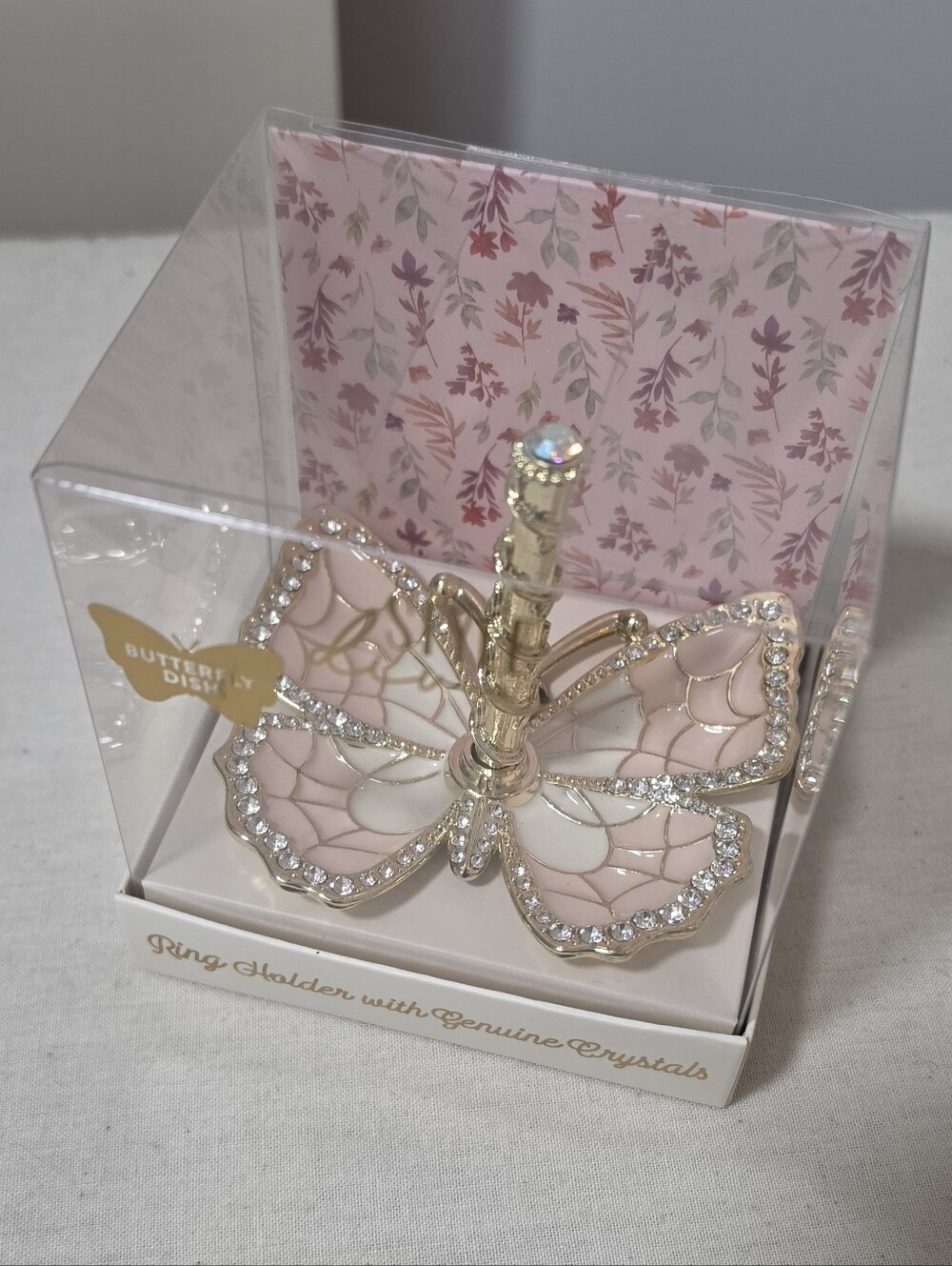Butterfly Ring Holder Jewelry Stand in Pink and Gold - Picture 2 of 5